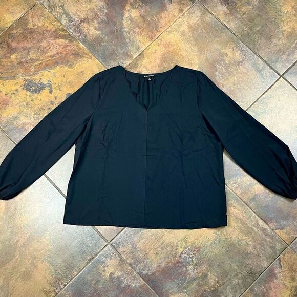 41 Hawthorn Scallop Neck Black Long Sleeve Blouse XXL - Picture 4 of 11